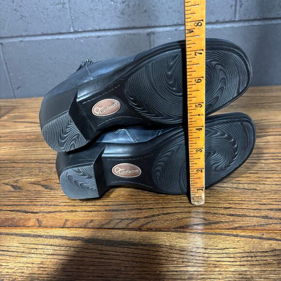 Earth Origins Mallory Blue Leather Ankle Booties Women’s 8W Zip Comfort Heel - Picture 6 of 8